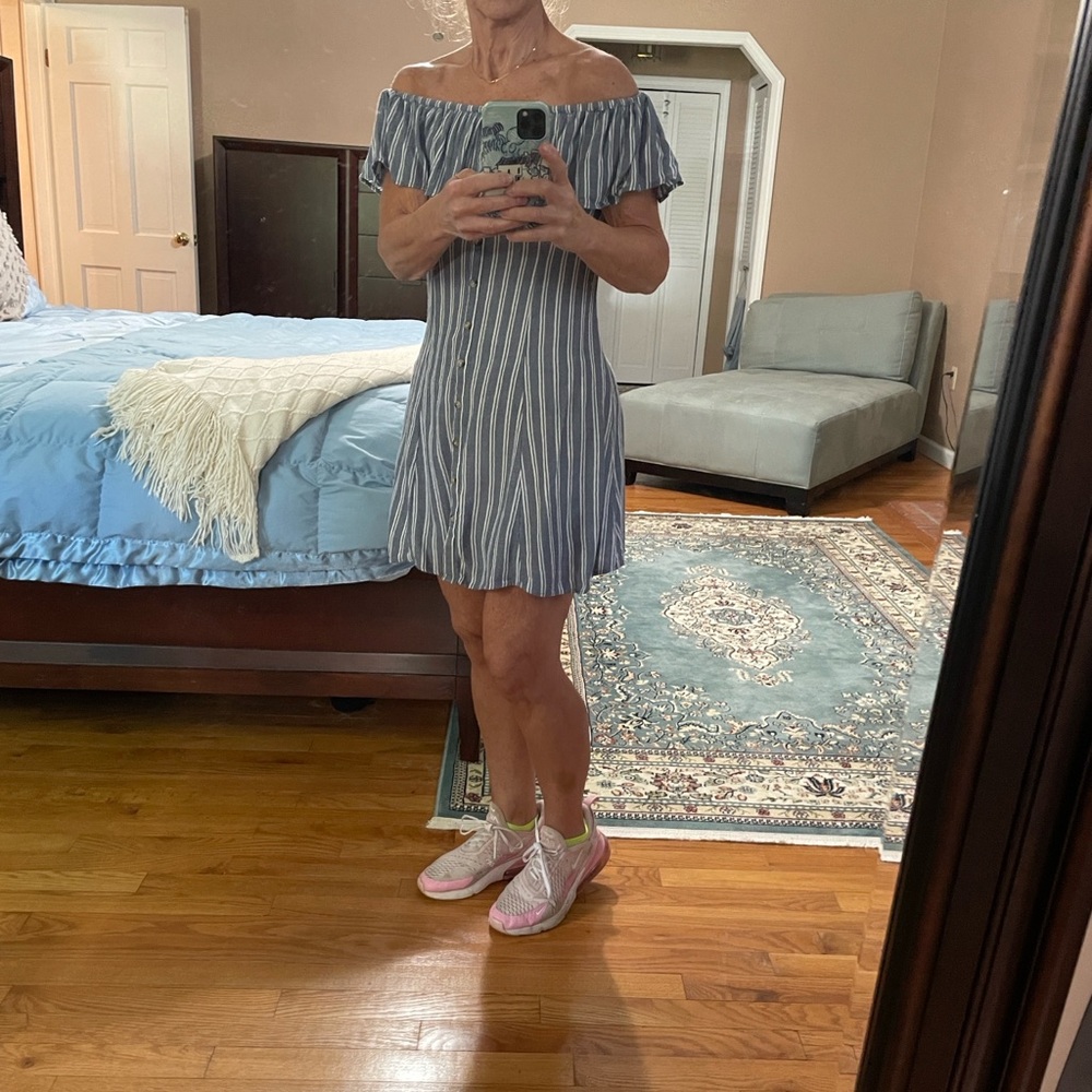 American Eagle Striped Off-Shoulder Dress